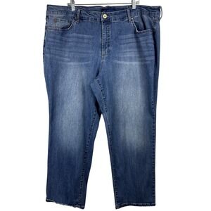 Bandolino Jeans Women's 24W Medium Wash Straight Leg Denim (Waist 44") Short